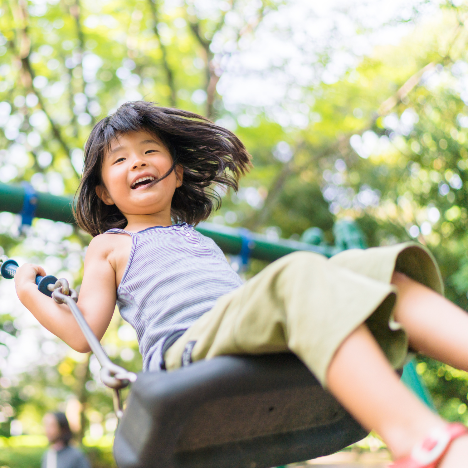 Elementary student enjoying time at the park while learning on a flexible schedule with Falcon View Online.