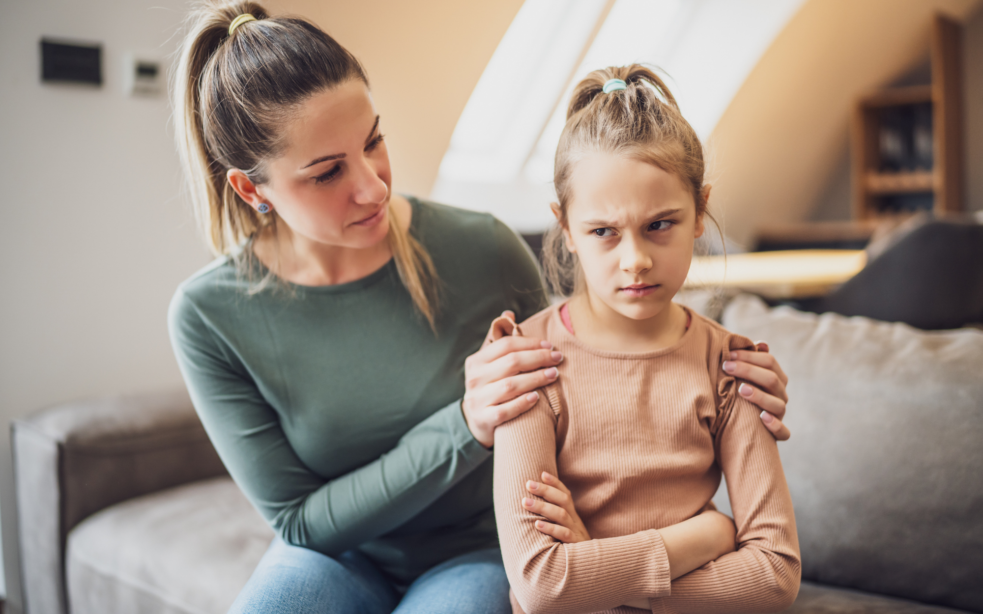 Parent supporting frustrated child at home, representing how Falcon View Online helps students who feel lost in traditional school.